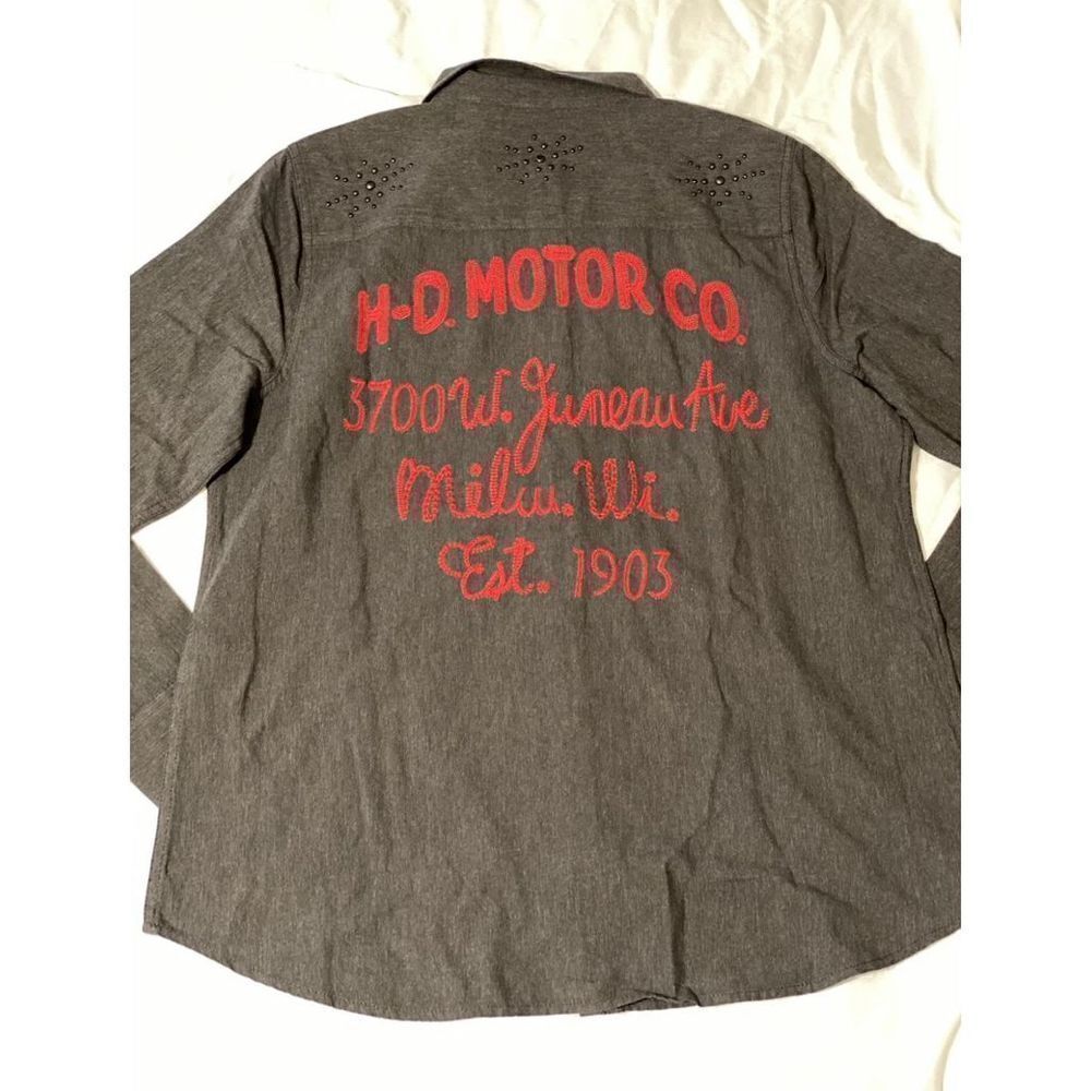 Harley-Davidson Womens Stud Chain Long Sleeve Logo Work Shirt Xl 96166-20vw (A4)